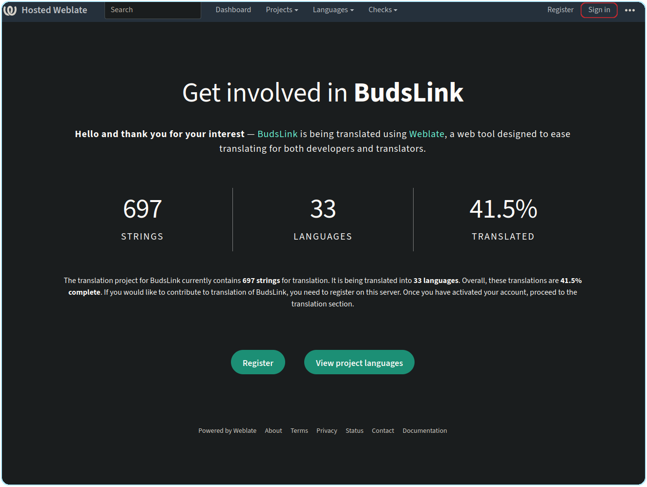 BudsLink project on Weblate